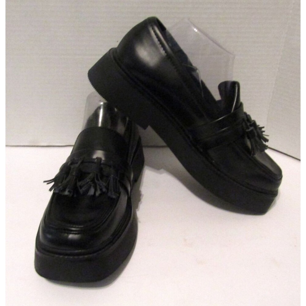 Asos Loafers Black Chunky Four Tassel Black Leather Shoes NWOB Womens Size 10 - Picture 2 of 9